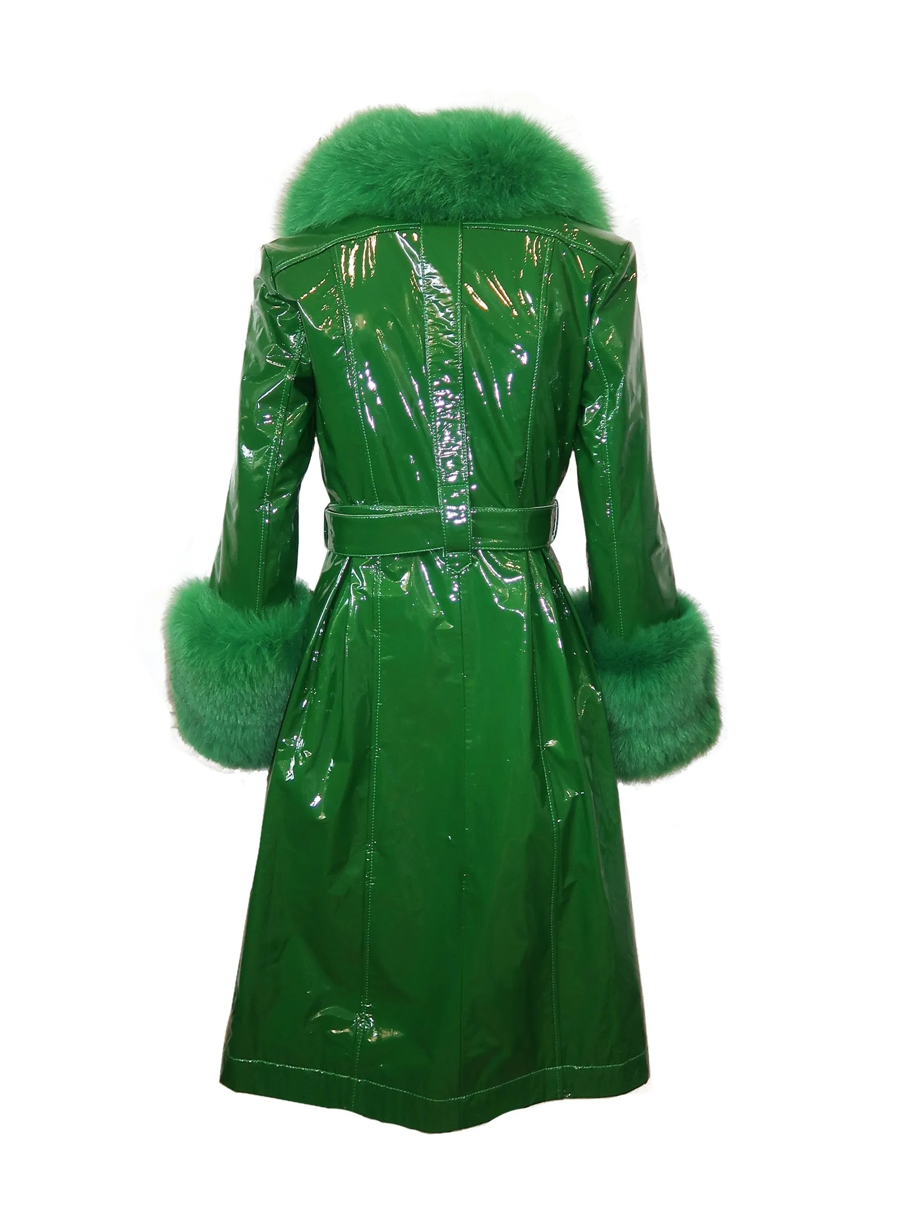 London Patent Coat in Jade