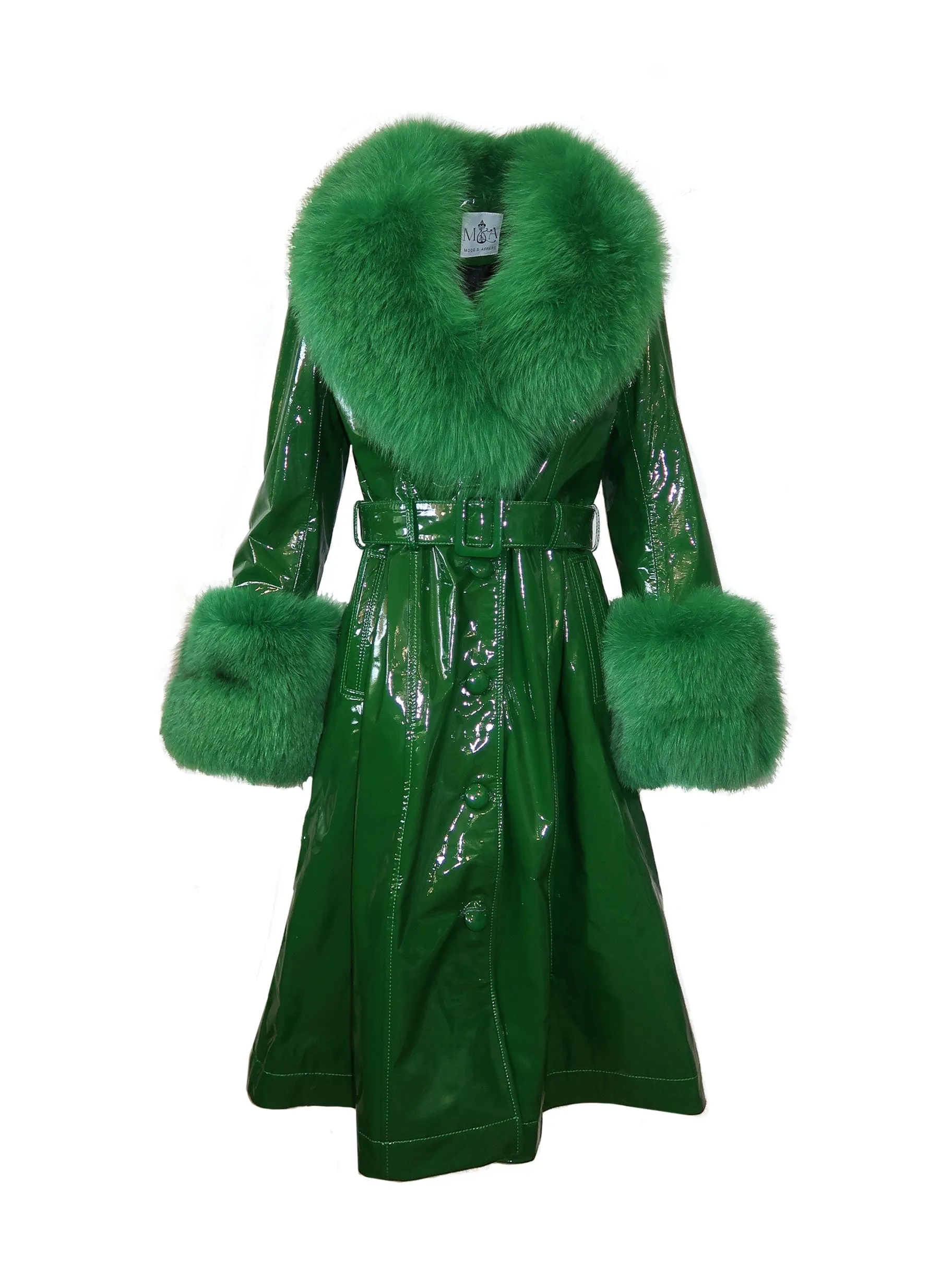London Patent Coat in Jade
