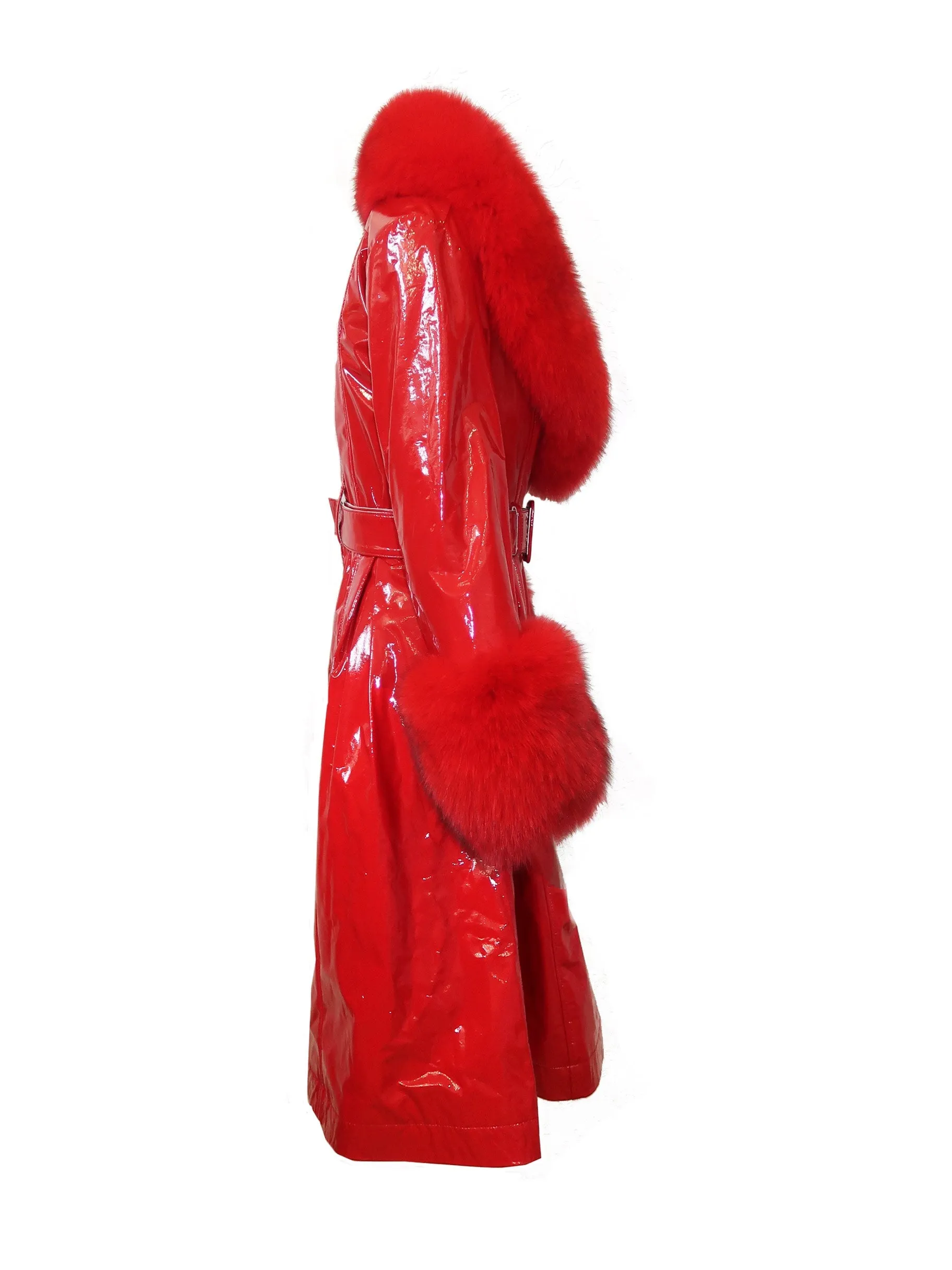 London Patent Coat in Ruby