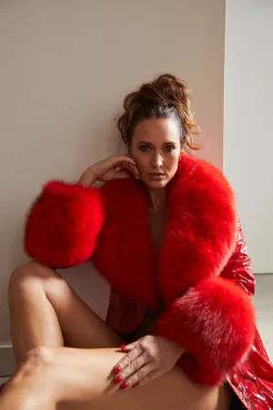 London Patent Coat in Ruby