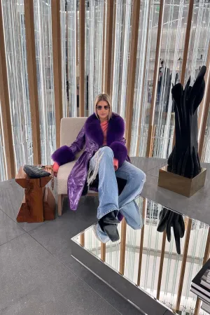 London Patent Coat in Violet