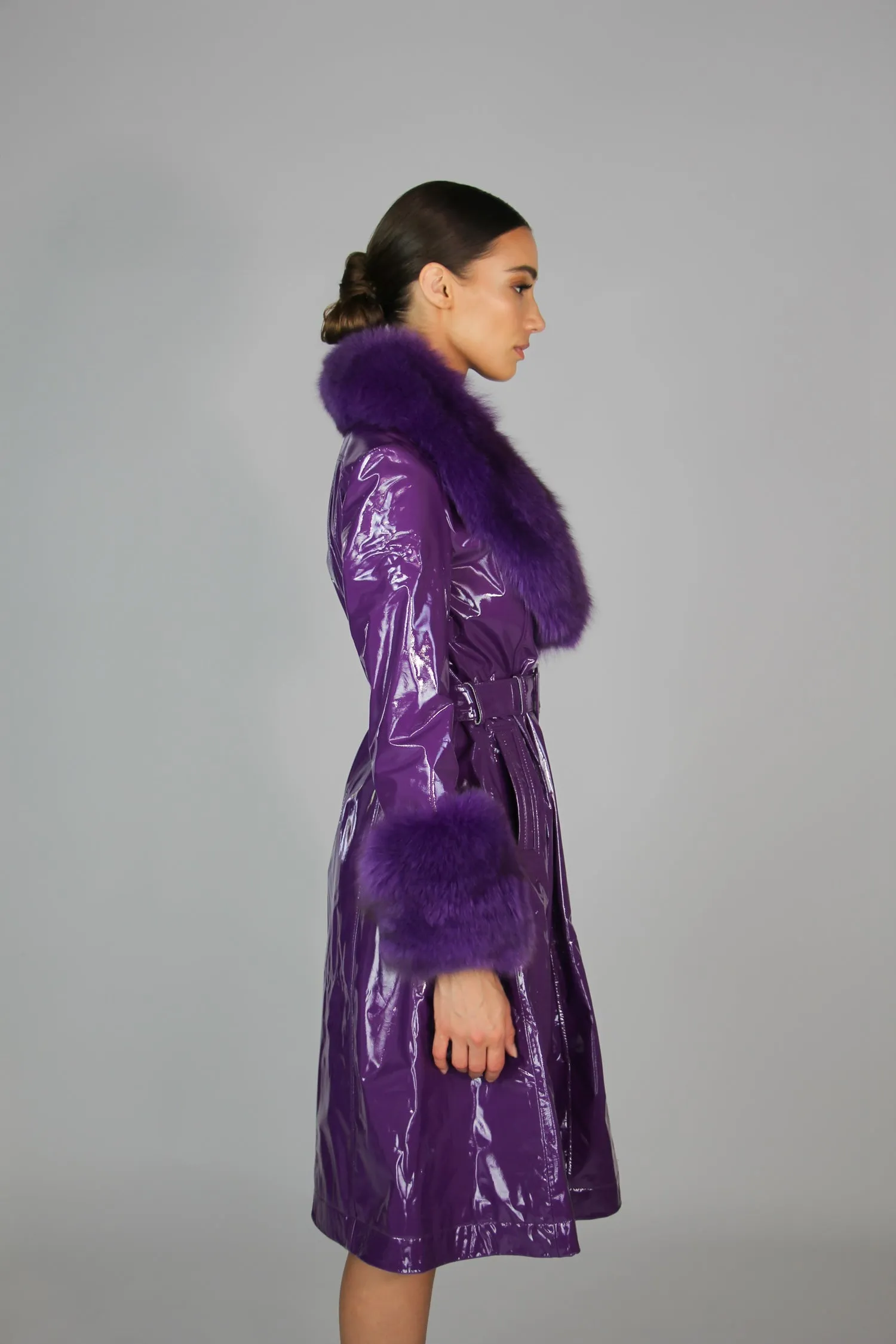 London Patent Coat in Violet