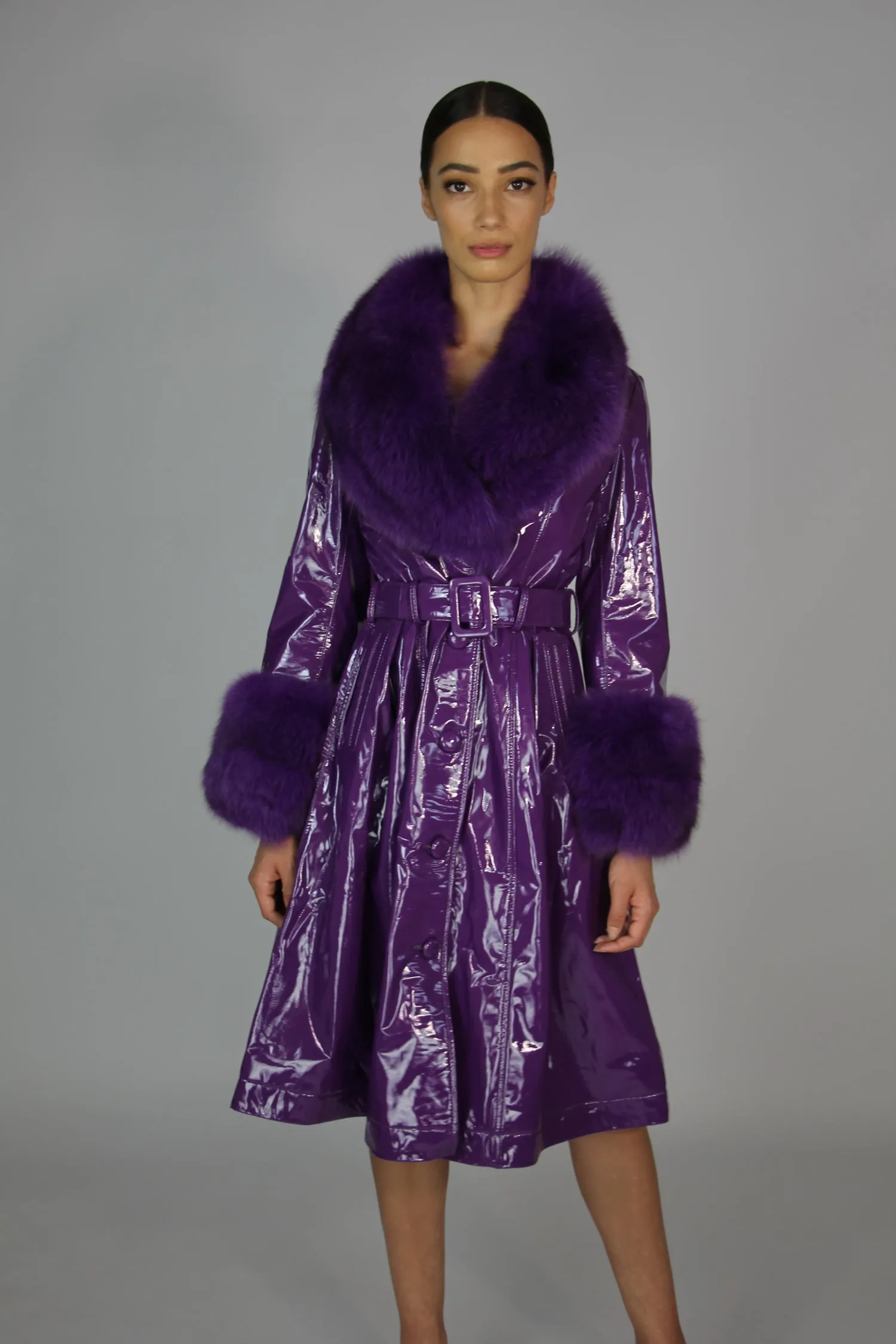 London Patent Coat in Violet