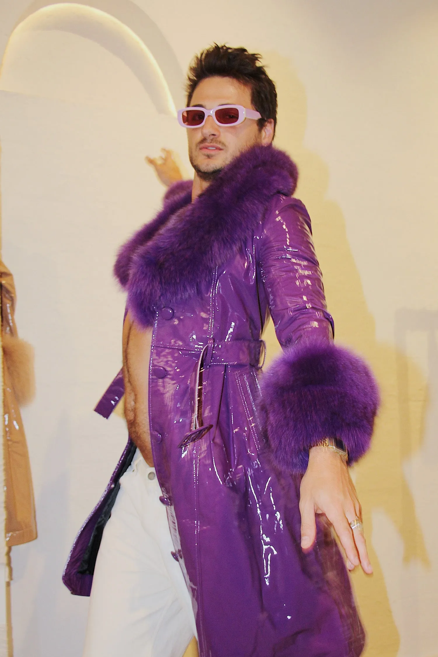 London Patent Coat in Violet