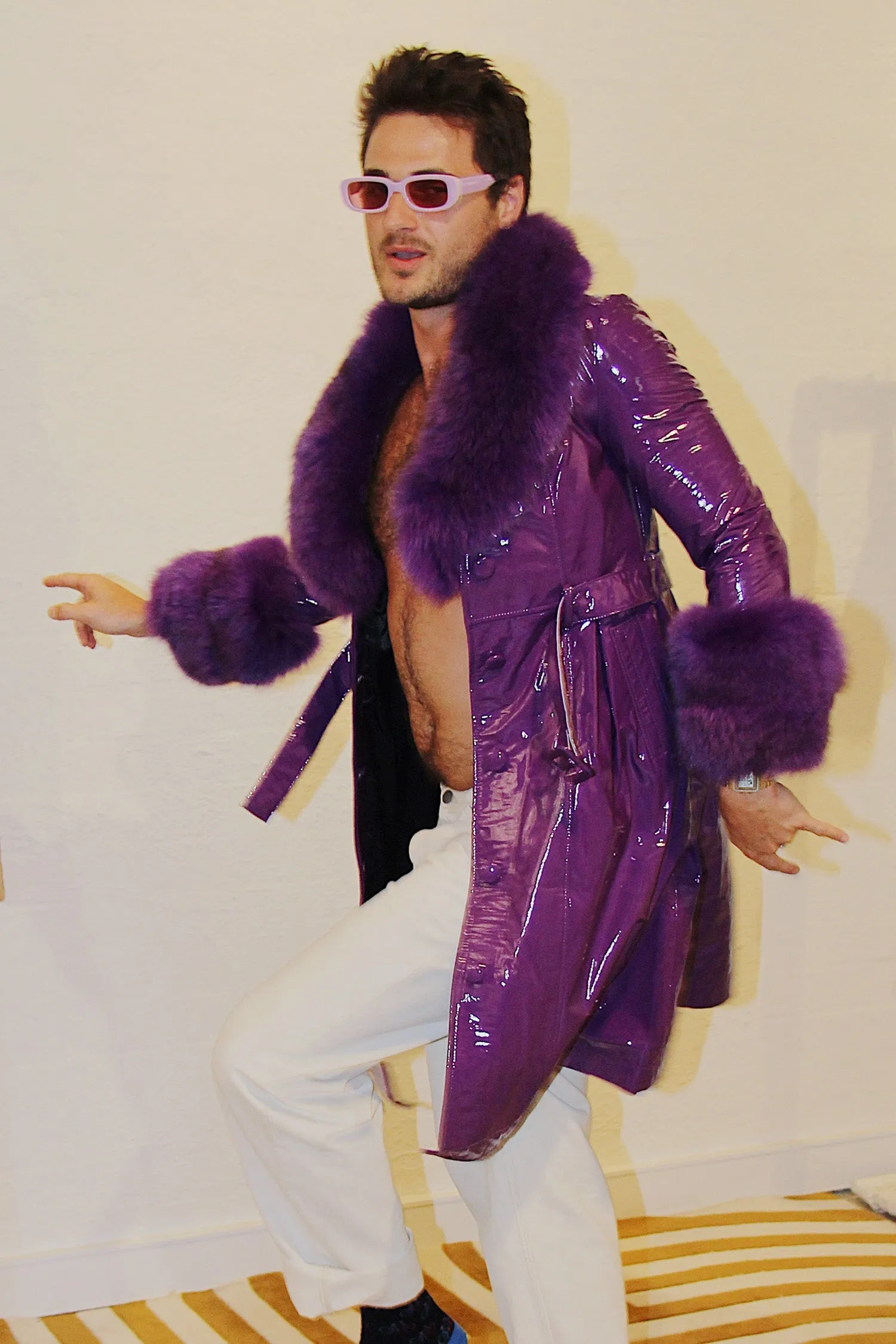 London Patent Coat in Violet