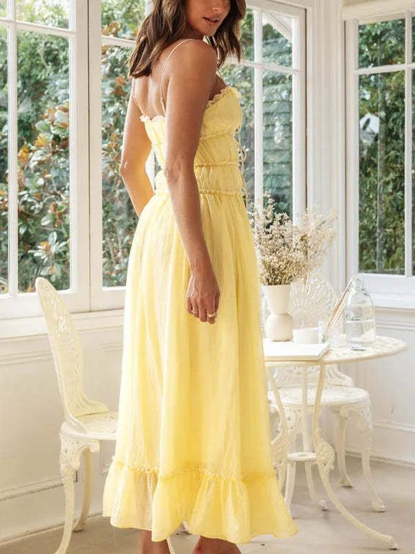Long Sling Strapless Patchwork Maxi Dress