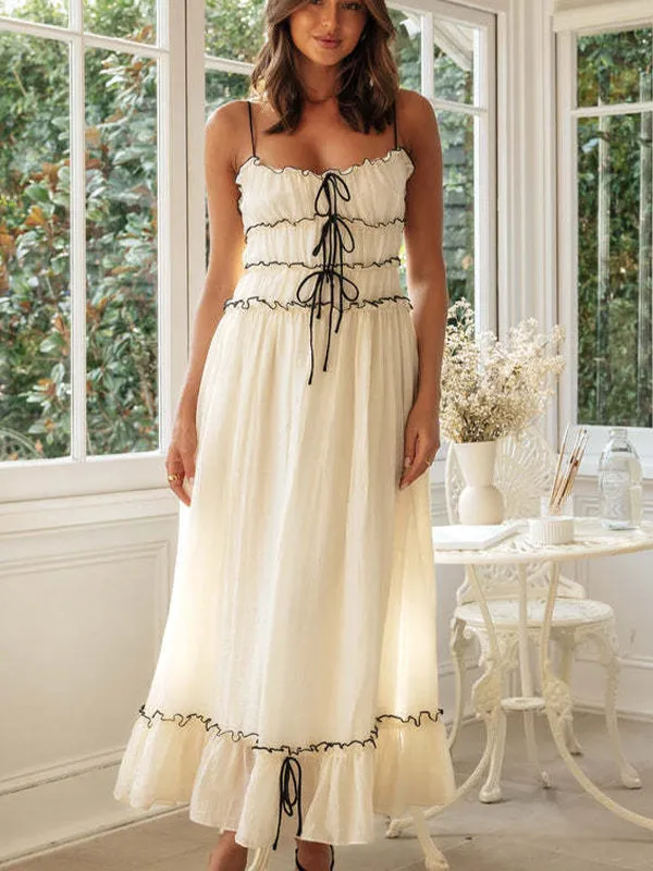 Long Sling Strapless Patchwork Maxi Dress