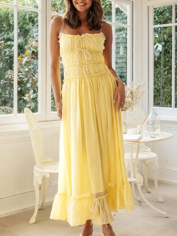 Long Sling Strapless Patchwork Maxi Dress