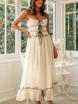 Long Sling Strapless Patchwork Maxi Dress
