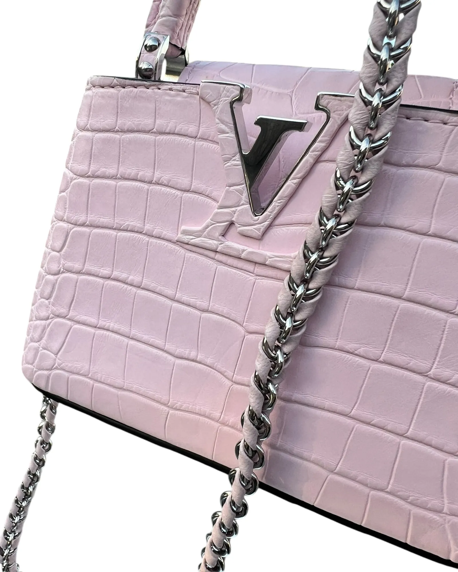 Louis Vuitton Nano Matte Crocodile Cupacines - light Pink