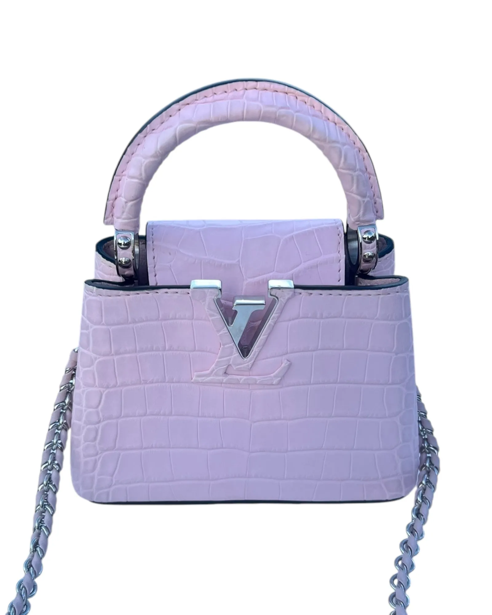 Louis Vuitton Nano Matte Crocodile Cupacines - light Pink