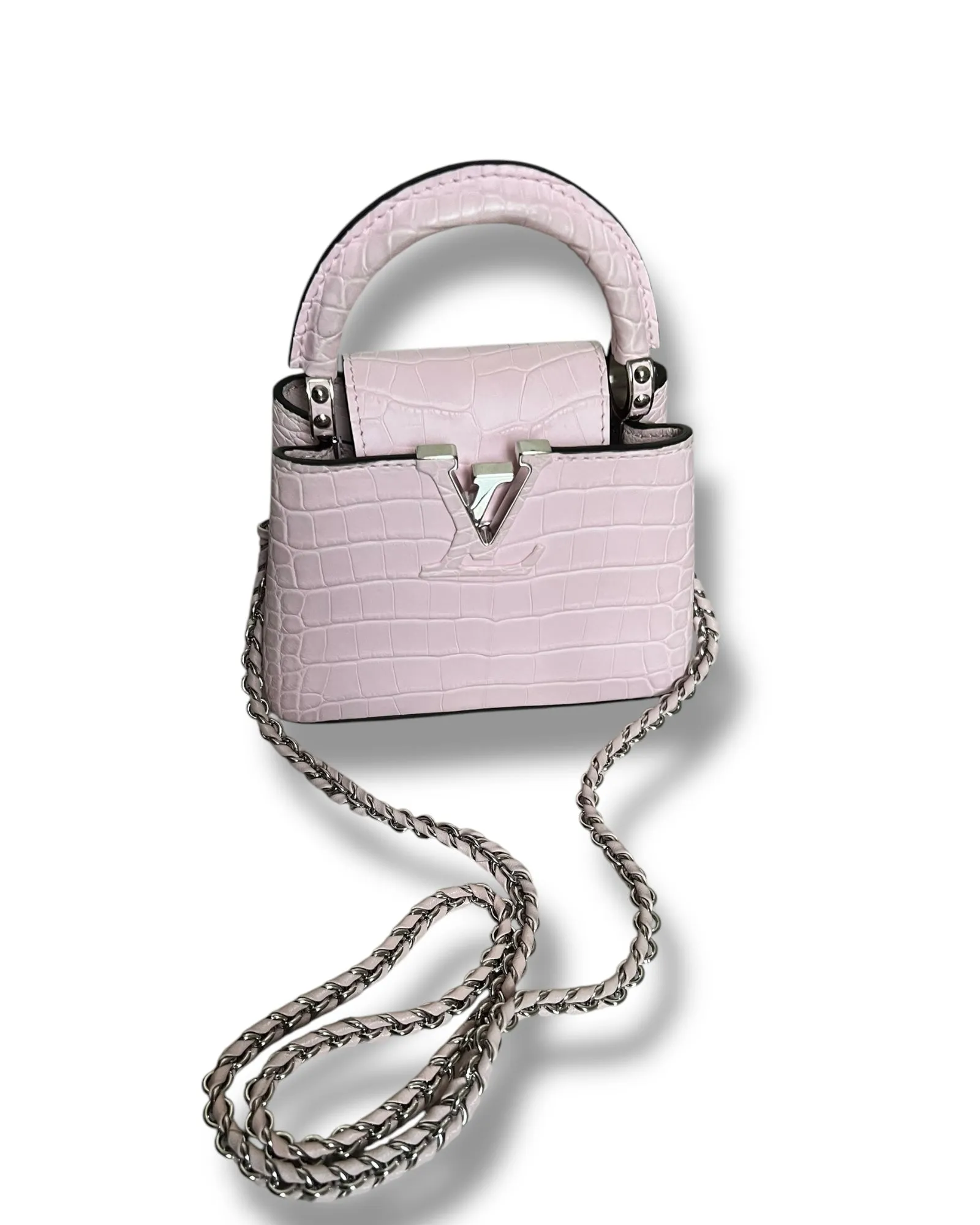 Louis Vuitton Nano Matte Crocodile Cupacines - light Pink