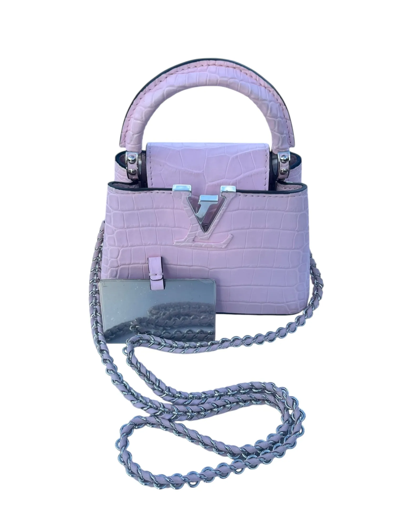 Louis Vuitton Nano Matte Crocodile Cupacines - light Pink