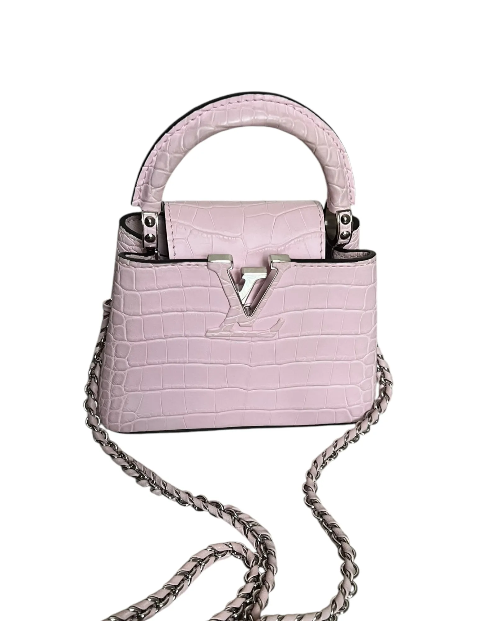 Louis Vuitton Nano Matte Crocodile Cupacines - light Pink
