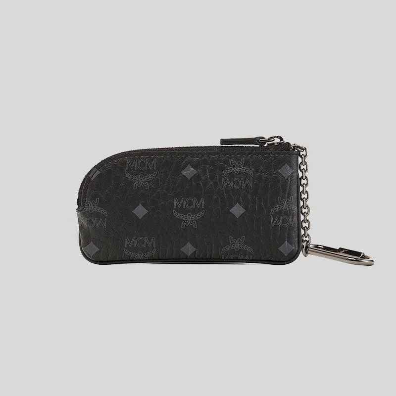 MCM Aren Key Pouch in Visetos Black RS-MXKDSTA01BK001