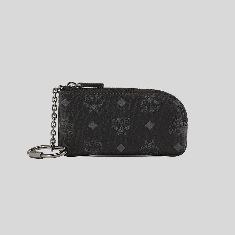 MCM Aren Key Pouch in Visetos Black RS-MXKDSTA01BK001