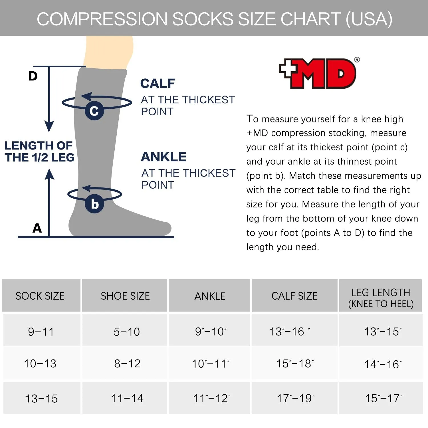 MD 8-15mmHg Bamboo Graduated Compression Socks