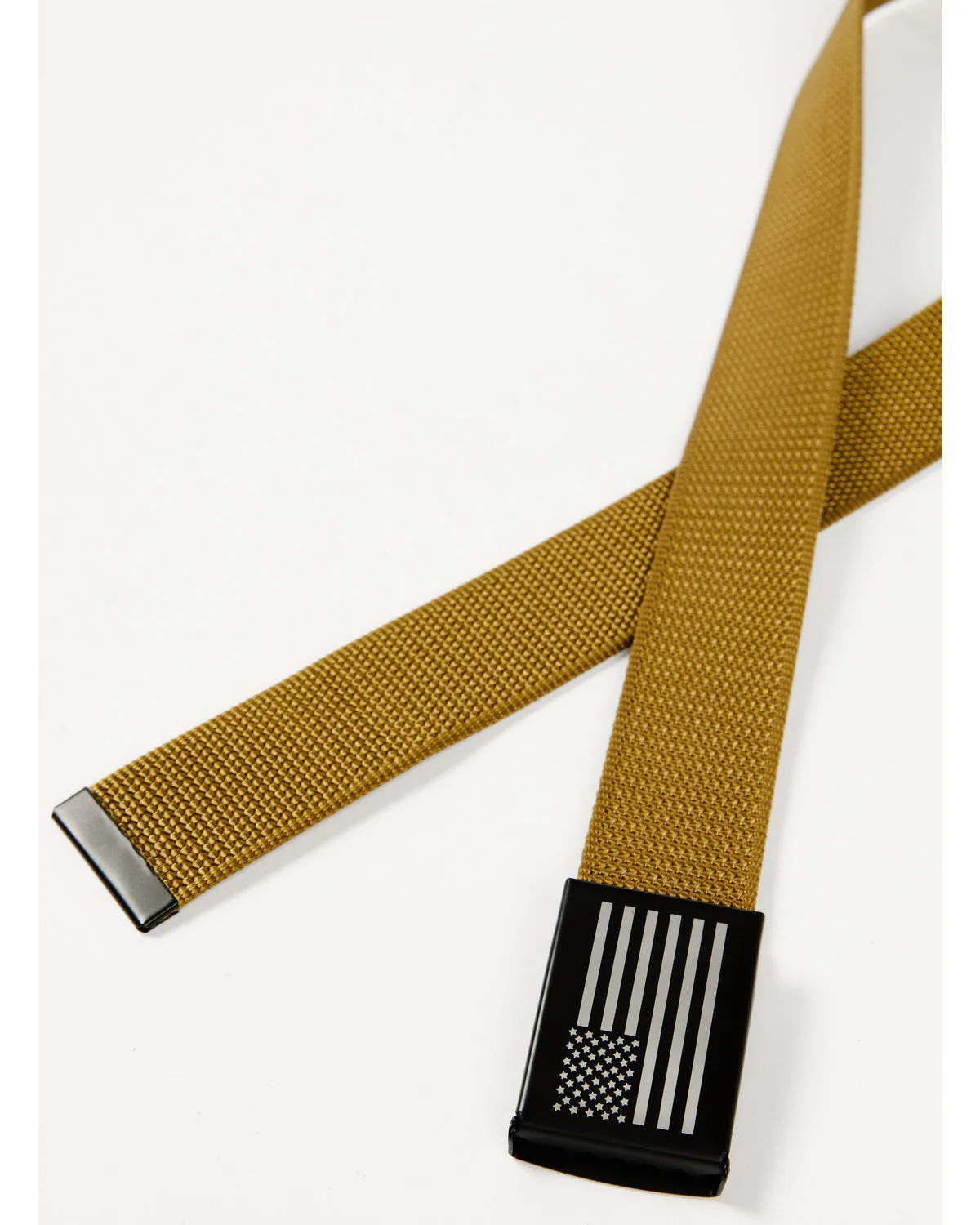 Men's Antiqued Flag Plaque Buckle Belt