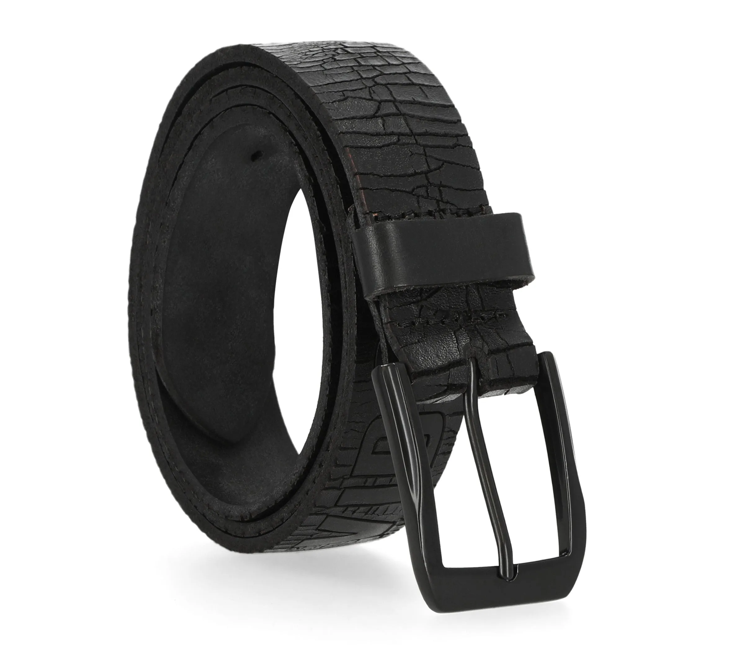 Mens Cracked Earth Raised Harley-Davidson Belt Black - Black