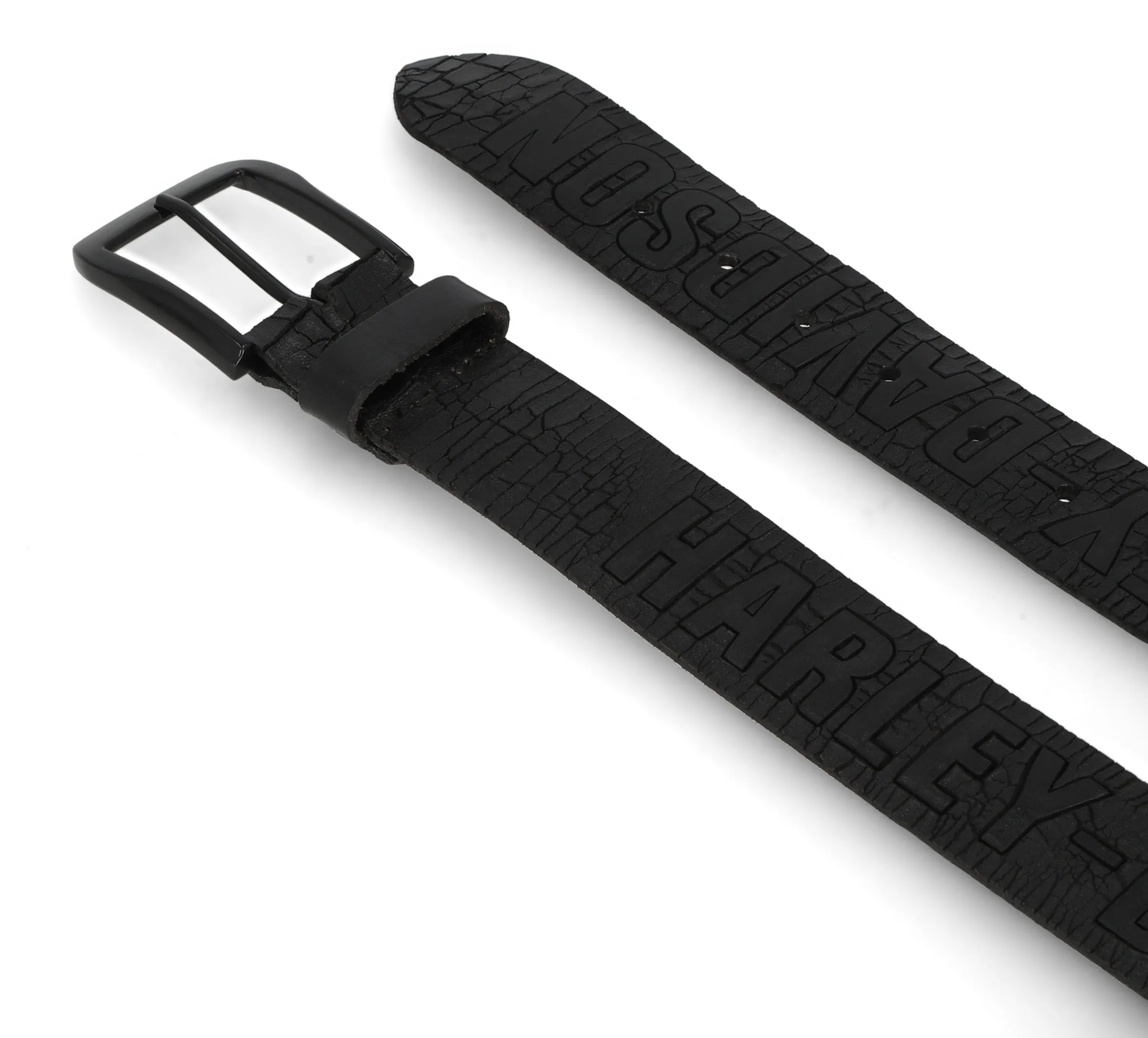 Mens Cracked Earth Raised Harley-Davidson Belt Black - Black
