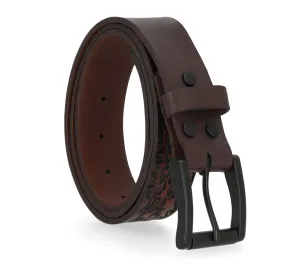 Mens Flame Harley-Davidson Logo Belt - Brown