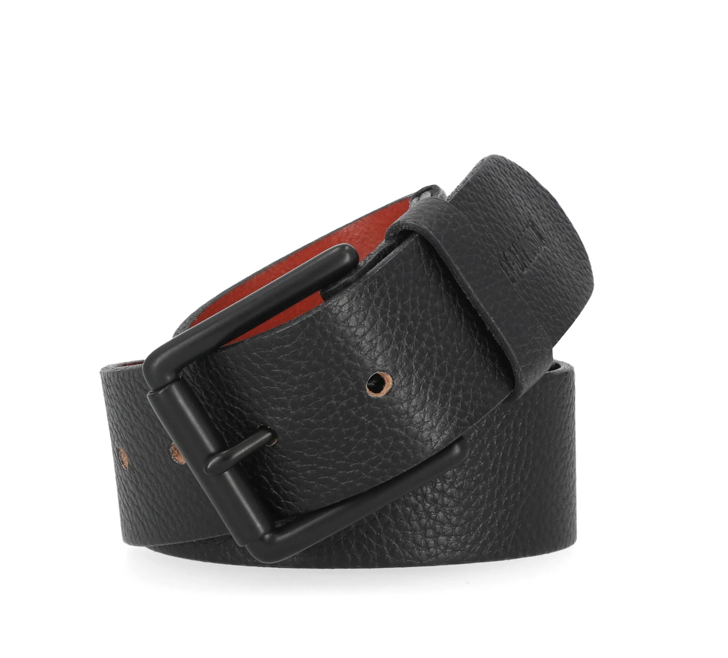 Men's Tactical Roller Buckle Matte Leather Black Belt - Black
