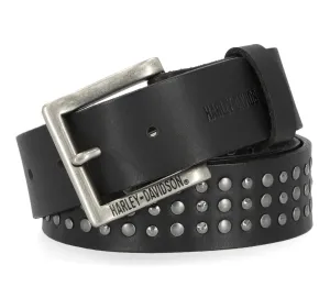 Men's Triple Row Stud Belt - Black