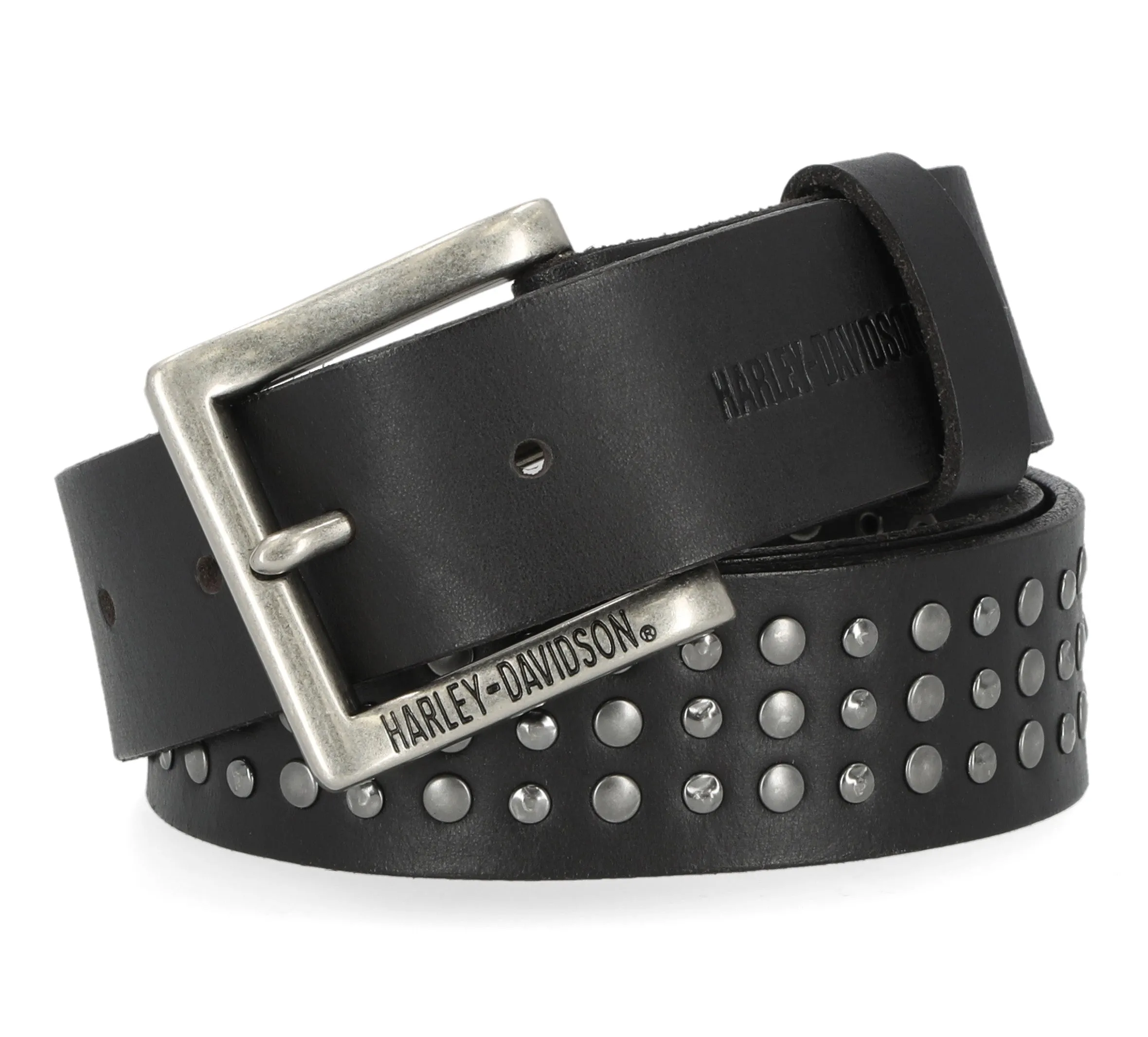 Men's Triple Row Stud Belt - Black