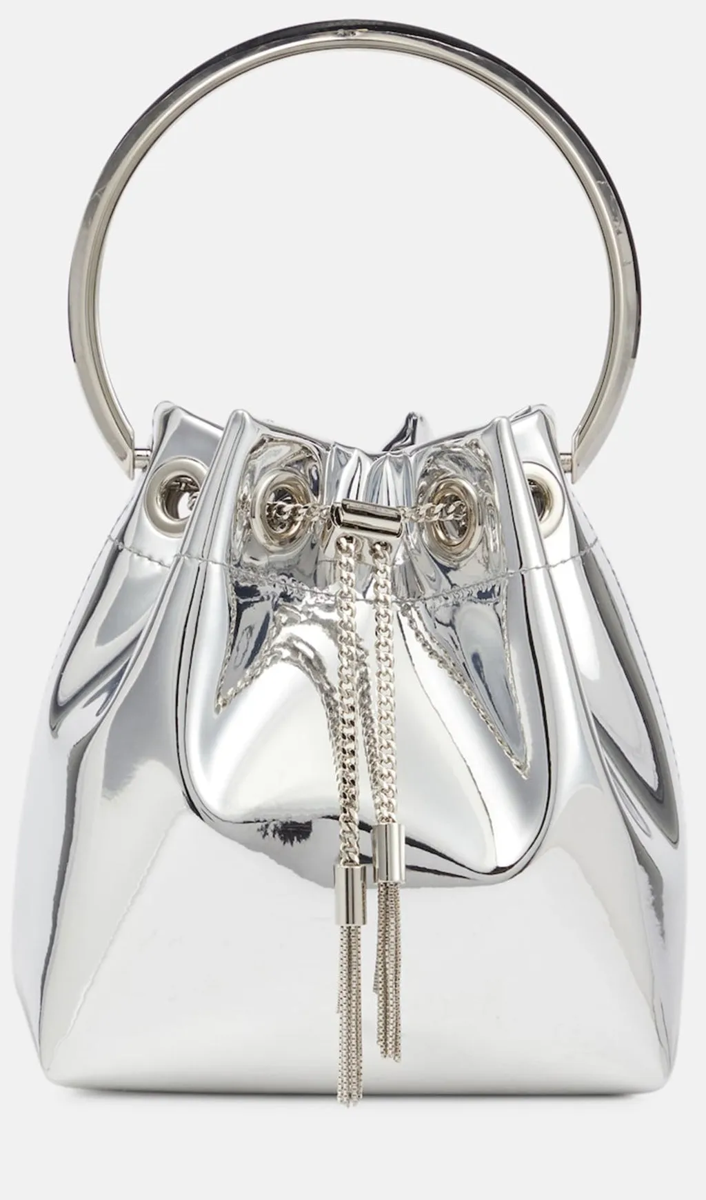 Metallic Round Handles Bucket Bag