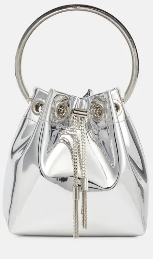 Metallic Round Handles Bucket Bag