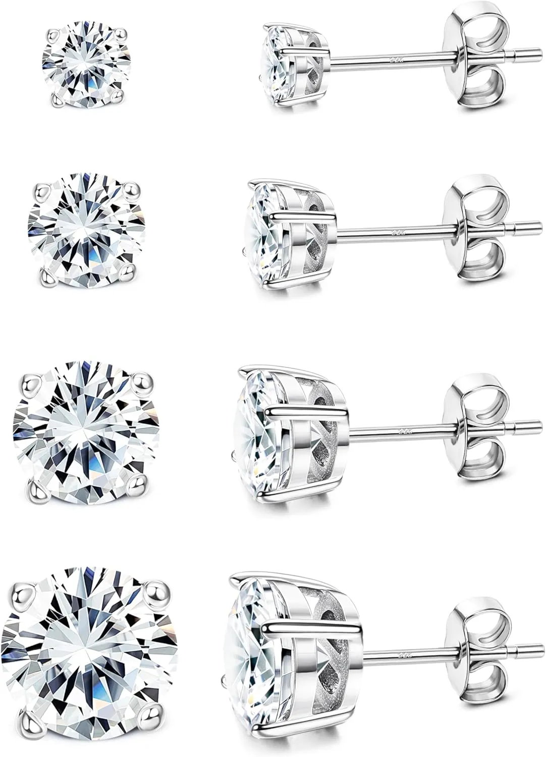 MILACOLATO Cubic Zirconia Stud Earrings for Women Men | 18K Gold Plated Hypoallergenic Sterling Silver Post Earrings | Big Brilliant Simulated Diamond CZ Halo Stud Earrings for Sensitive Ears
