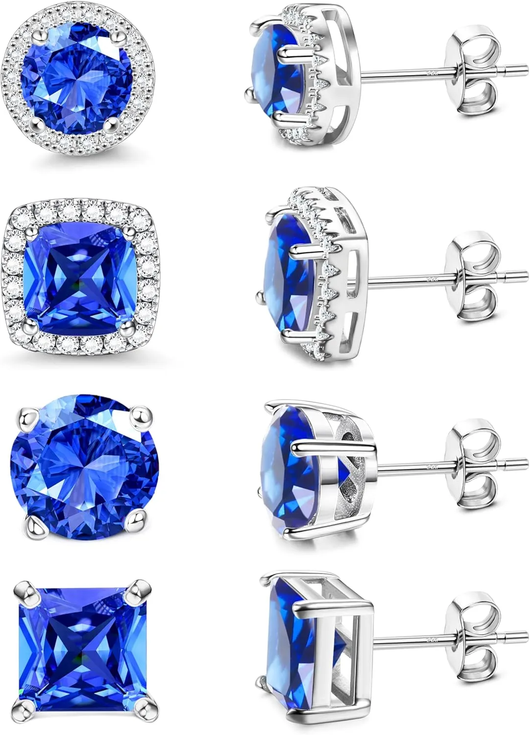 MILACOLATO Cubic Zirconia Stud Earrings for Women Men | 18K Gold Plated Hypoallergenic Sterling Silver Post Earrings | Big Brilliant Simulated Diamond CZ Halo Stud Earrings for Sensitive Ears
