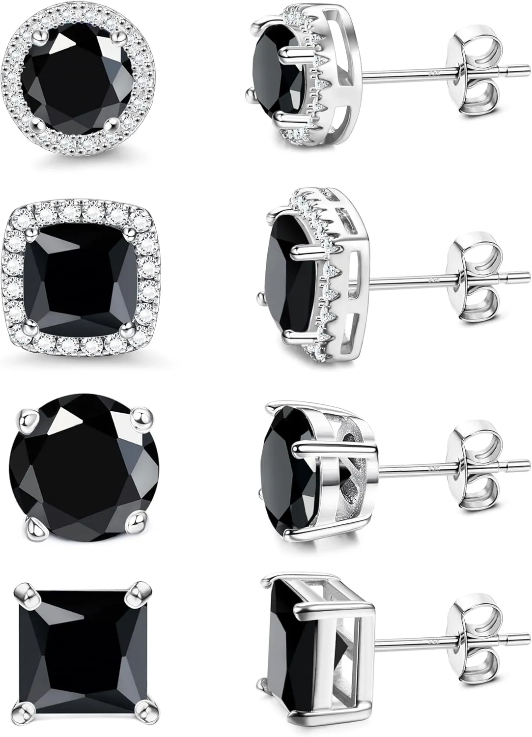 MILACOLATO Cubic Zirconia Stud Earrings for Women Men | 18K Gold Plated Hypoallergenic Sterling Silver Post Earrings | Big Brilliant Simulated Diamond CZ Halo Stud Earrings for Sensitive Ears
