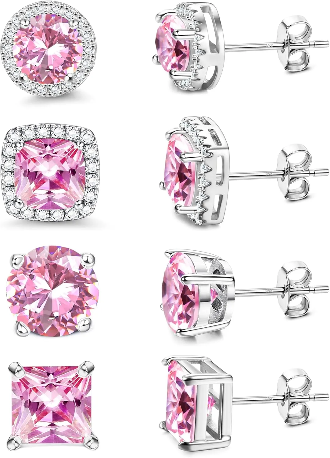 MILACOLATO Cubic Zirconia Stud Earrings for Women Men | 18K Gold Plated Hypoallergenic Sterling Silver Post Earrings | Big Brilliant Simulated Diamond CZ Halo Stud Earrings for Sensitive Ears