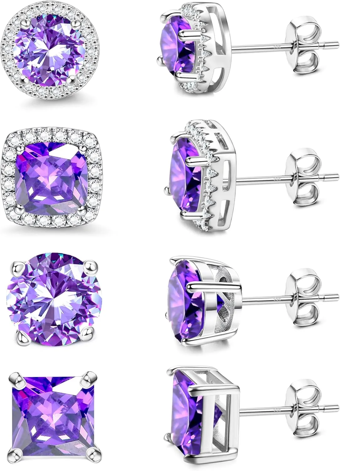 MILACOLATO Cubic Zirconia Stud Earrings for Women Men | 18K Gold Plated Hypoallergenic Sterling Silver Post Earrings | Big Brilliant Simulated Diamond CZ Halo Stud Earrings for Sensitive Ears