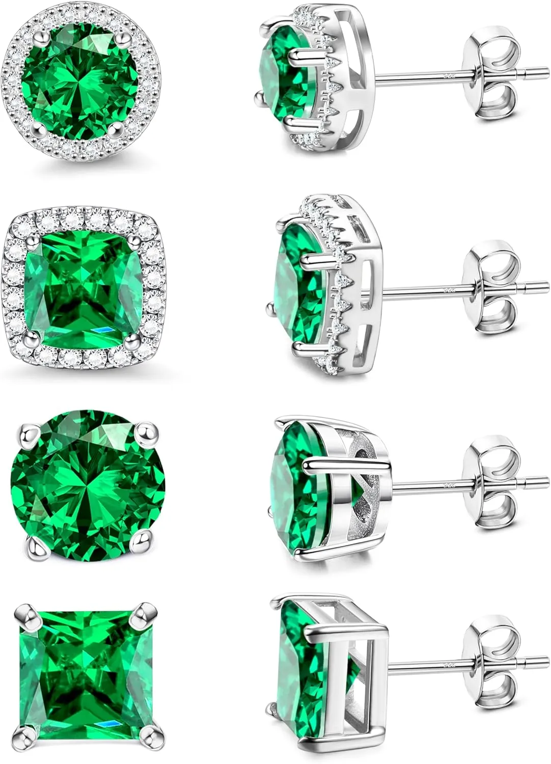 MILACOLATO Cubic Zirconia Stud Earrings for Women Men | 18K Gold Plated Hypoallergenic Sterling Silver Post Earrings | Big Brilliant Simulated Diamond CZ Halo Stud Earrings for Sensitive Ears