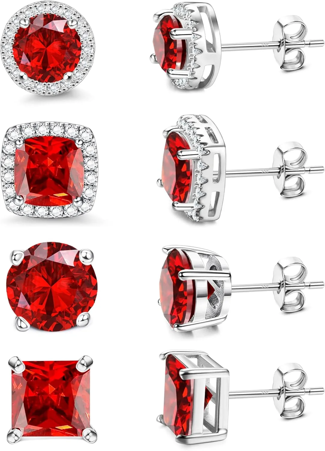 MILACOLATO Cubic Zirconia Stud Earrings for Women Men | 18K Gold Plated Hypoallergenic Sterling Silver Post Earrings | Big Brilliant Simulated Diamond CZ Halo Stud Earrings for Sensitive Ears
