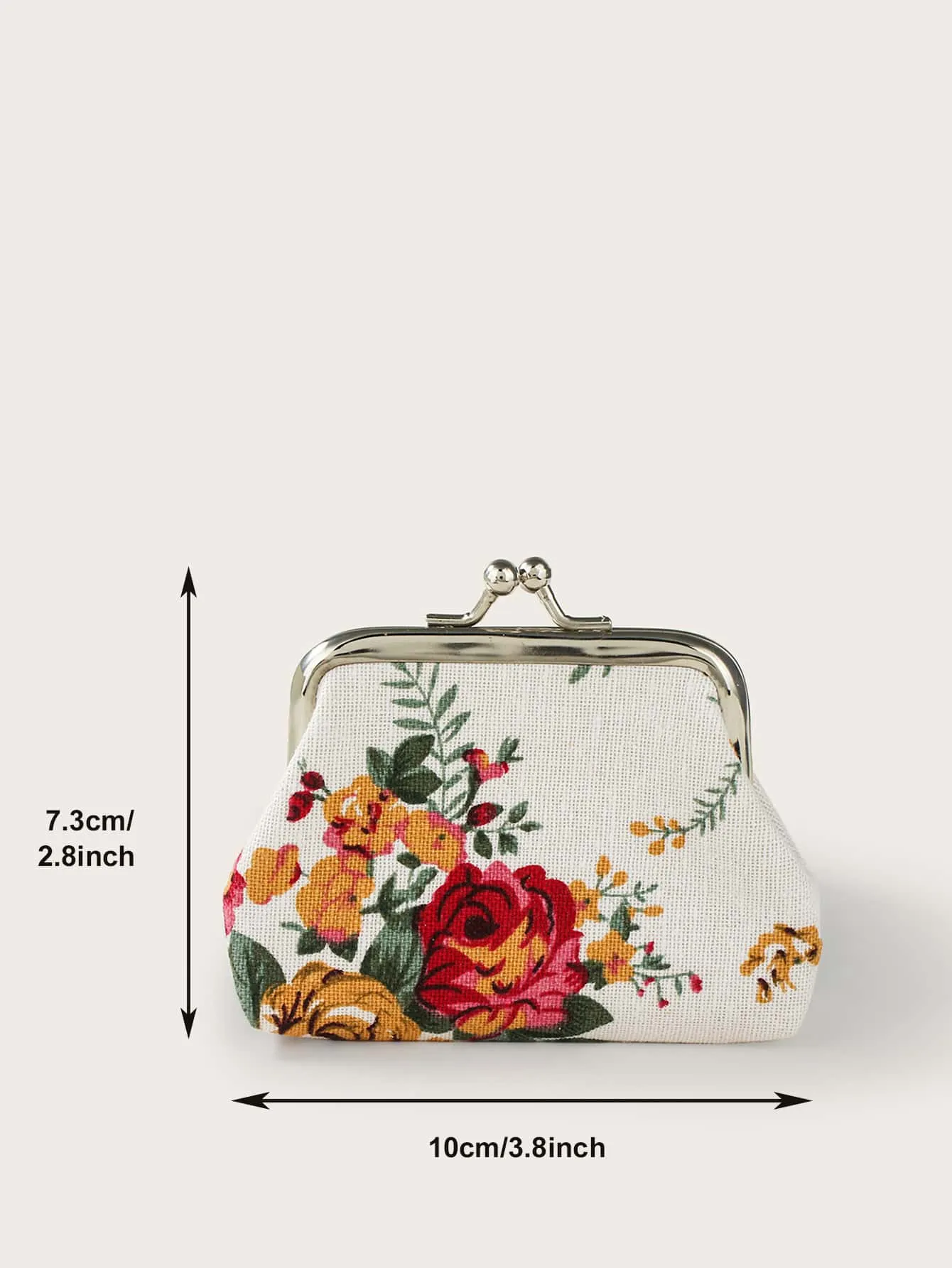 Mini Floral Graphic Kiss Lock Coin Case - White- FD ⚡