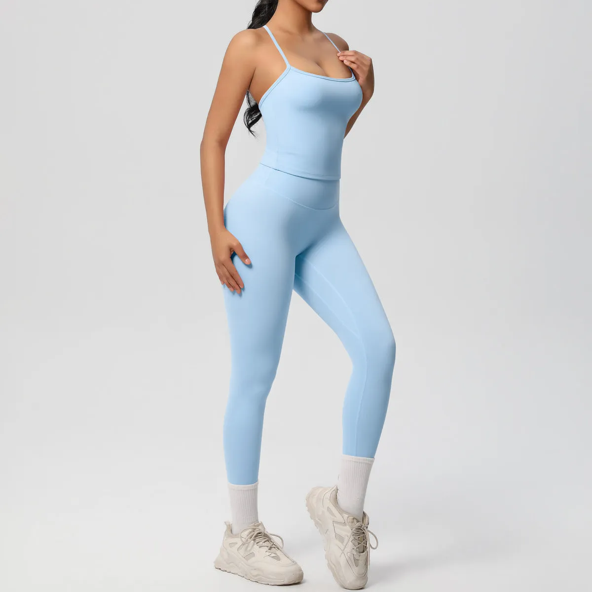 Nude Feel High Waist Sling Leggings Yoga Set