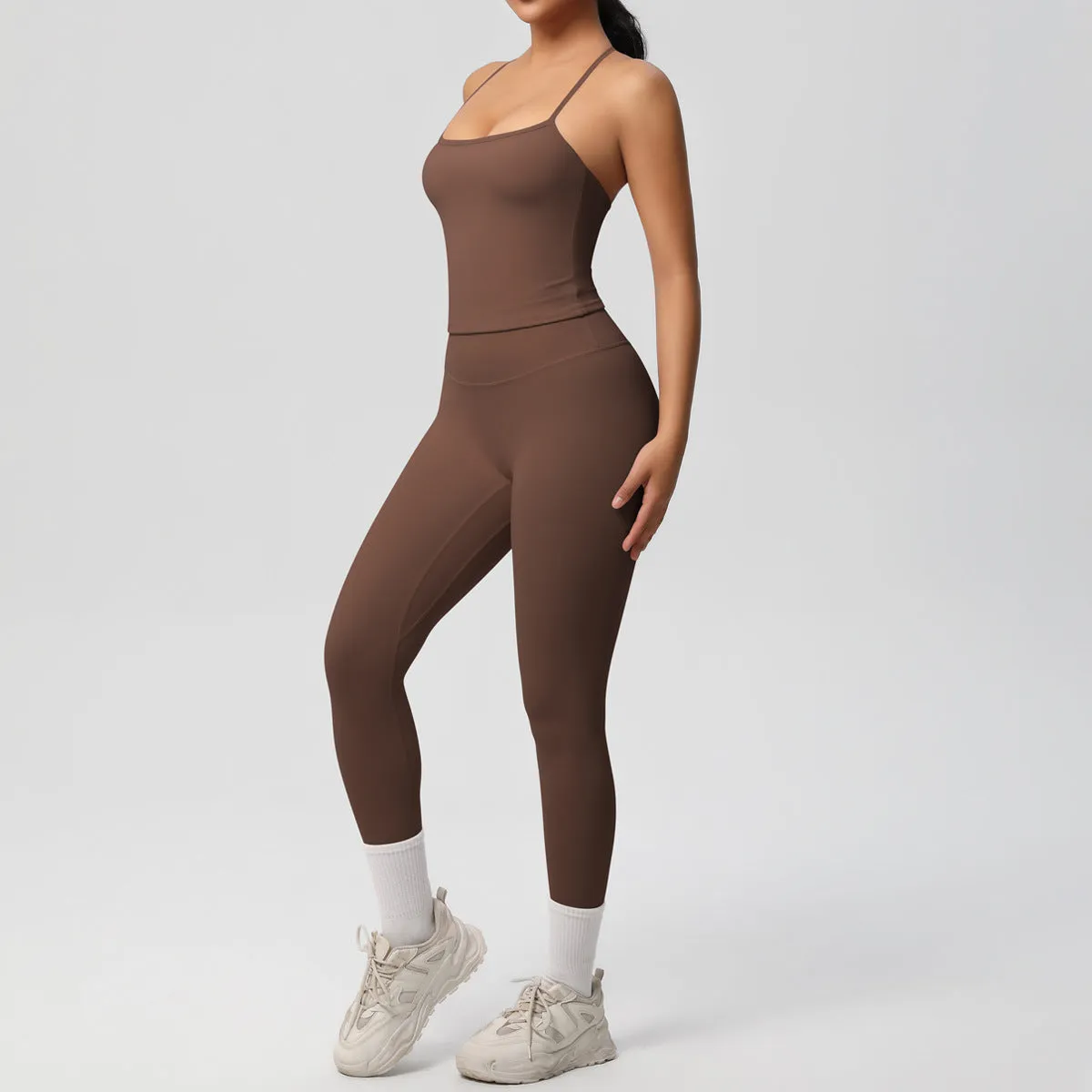 Nude Feel High Waist Sling Leggings Yoga Set