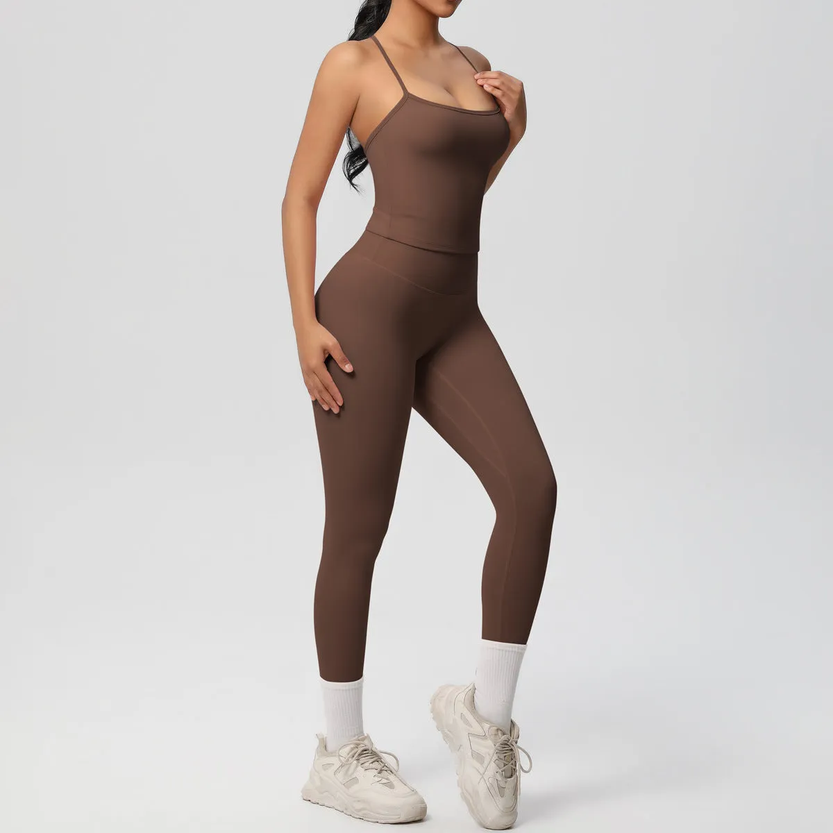 Nude Feel High Waist Sling Leggings Yoga Set