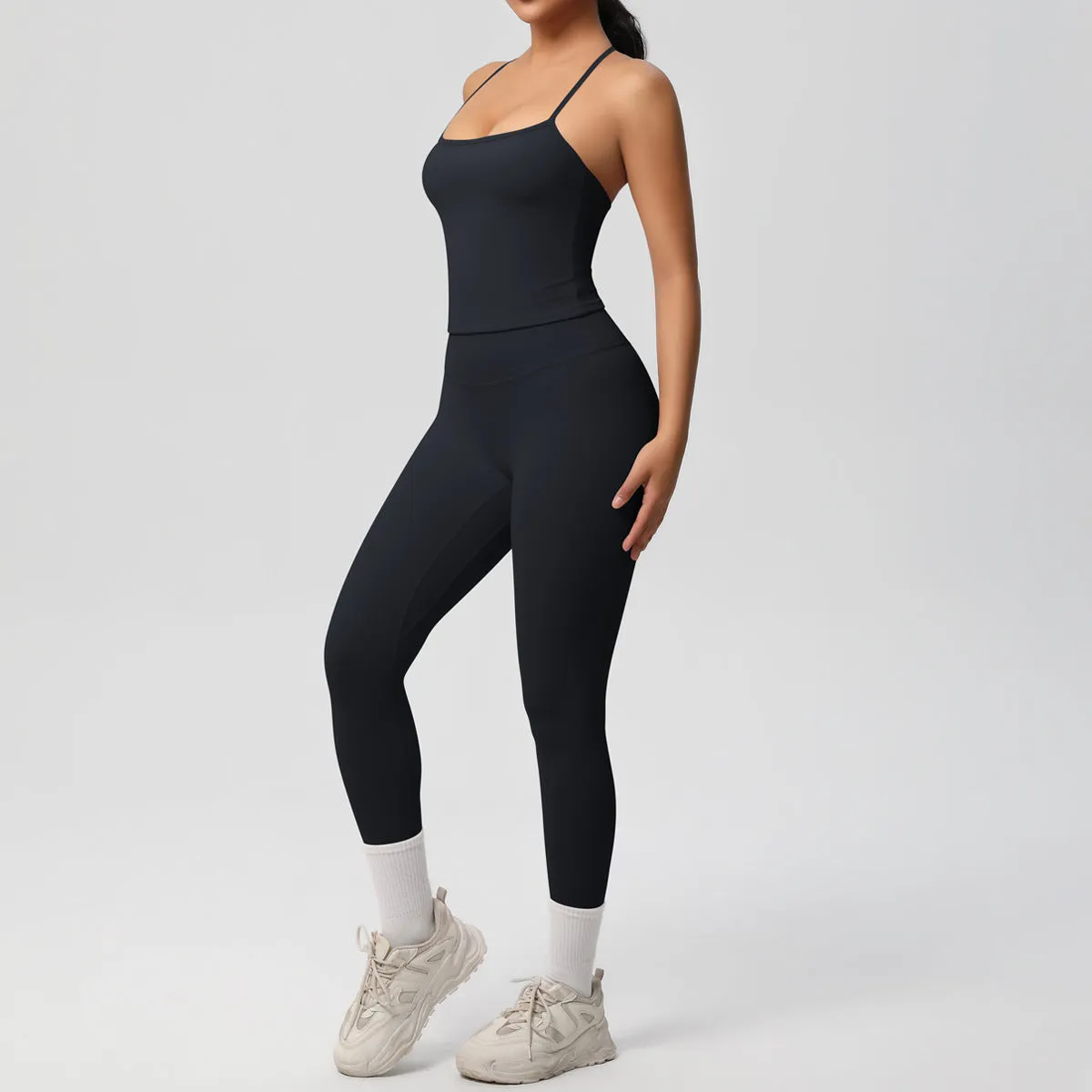 Nude Feel High Waist Sling Leggings Yoga Set