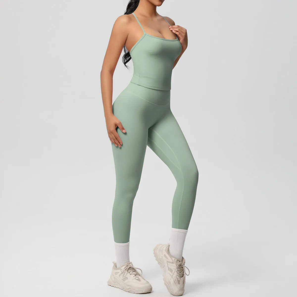 Nude Feel High Waist Sling Leggings Yoga Set