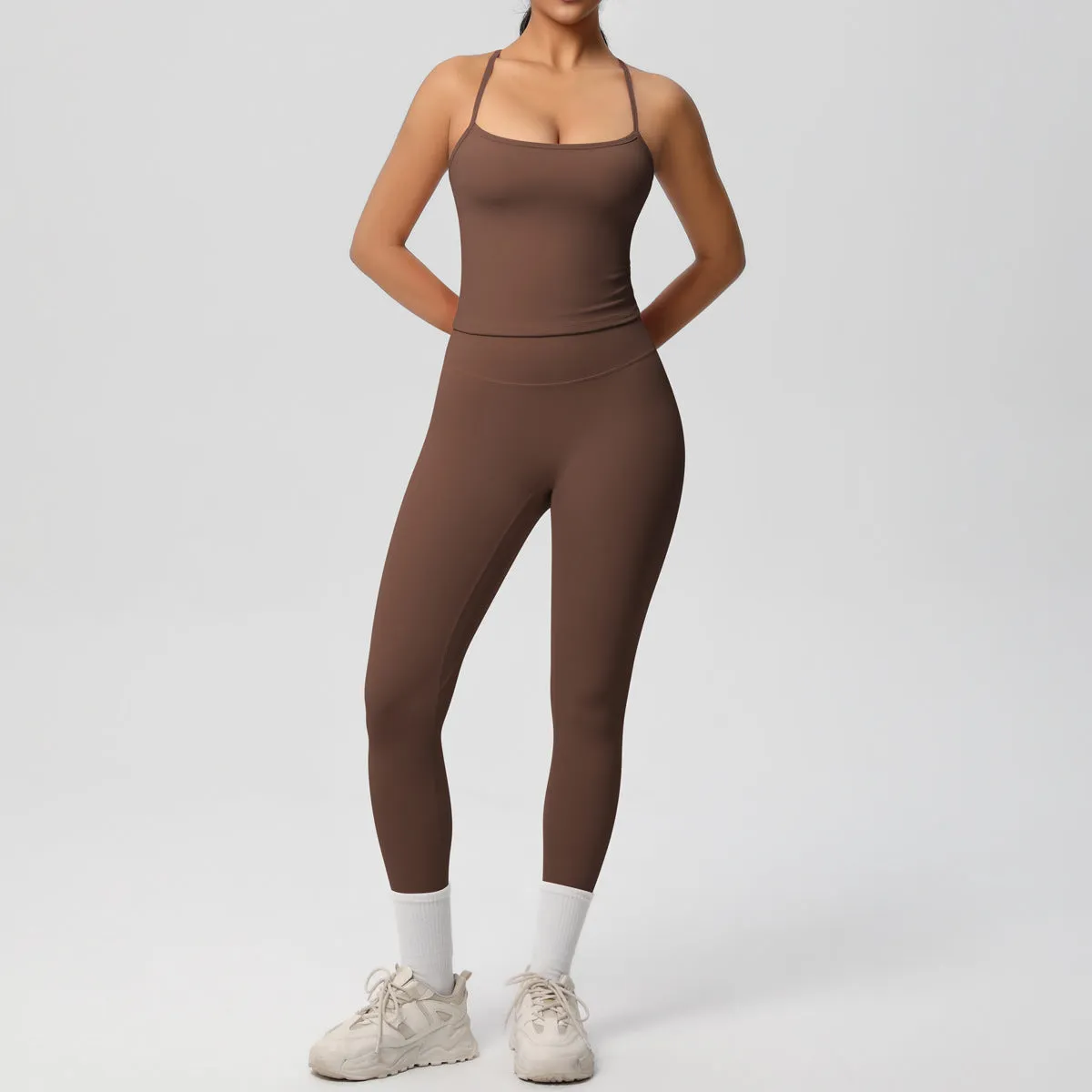 Nude Feel High Waist Sling Leggings Yoga Set