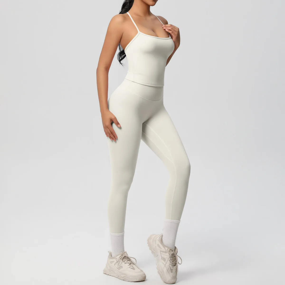 Nude Feel High Waist Sling Leggings Yoga Set