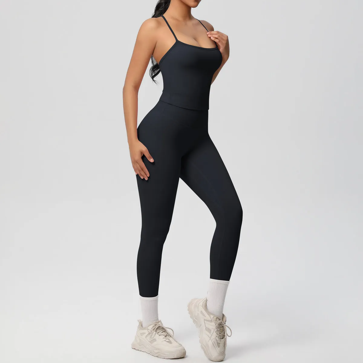 Nude Feel High Waist Sling Leggings Yoga Set