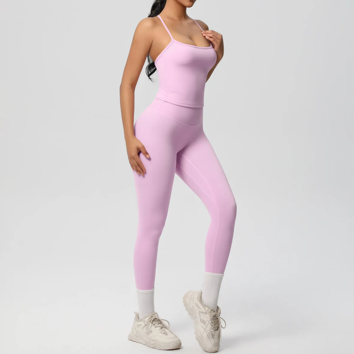 Nude Feel High Waist Sling Leggings Yoga Set
