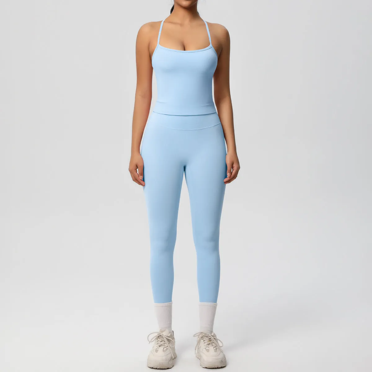 Nude Feel High Waist Sling Leggings Yoga Set