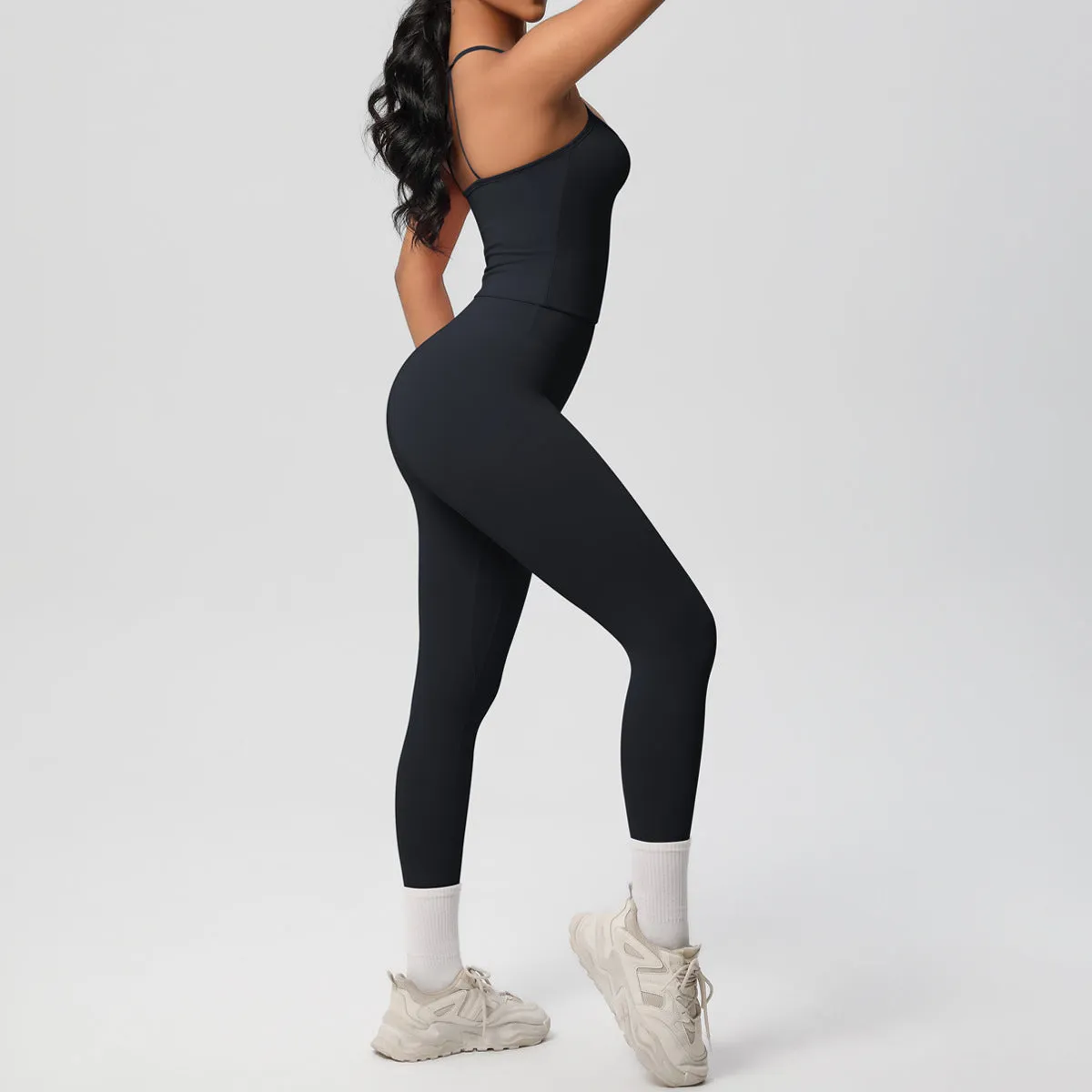 Nude Feel High Waist Sling Leggings Yoga Set
