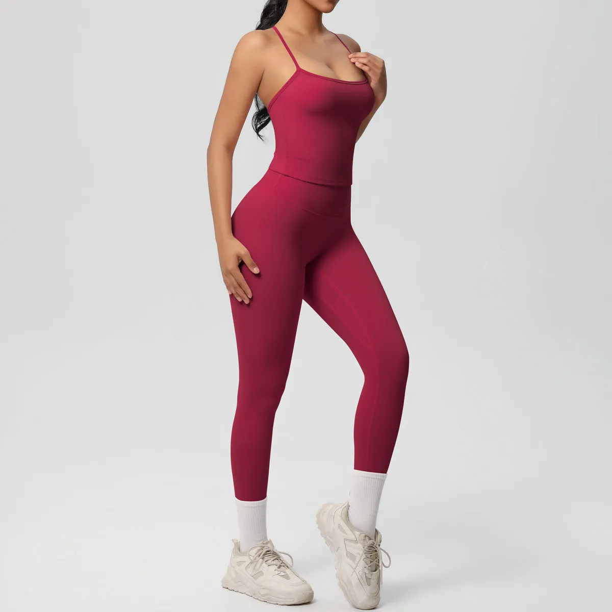 Nude Feel High Waist Sling Leggings Yoga Set